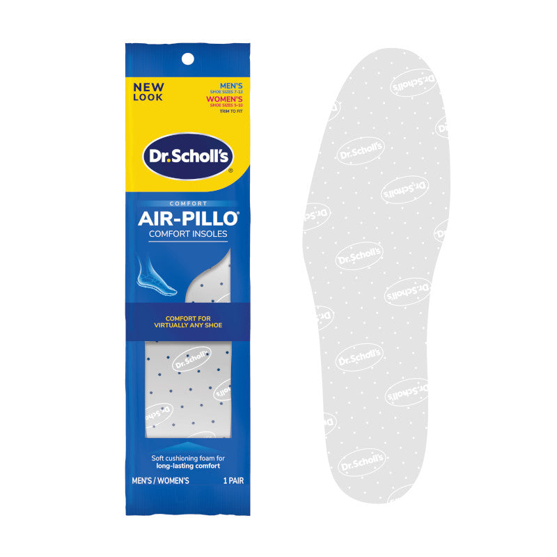 Air-Pillo® comfort insoles retail pack with white dotted insole insert