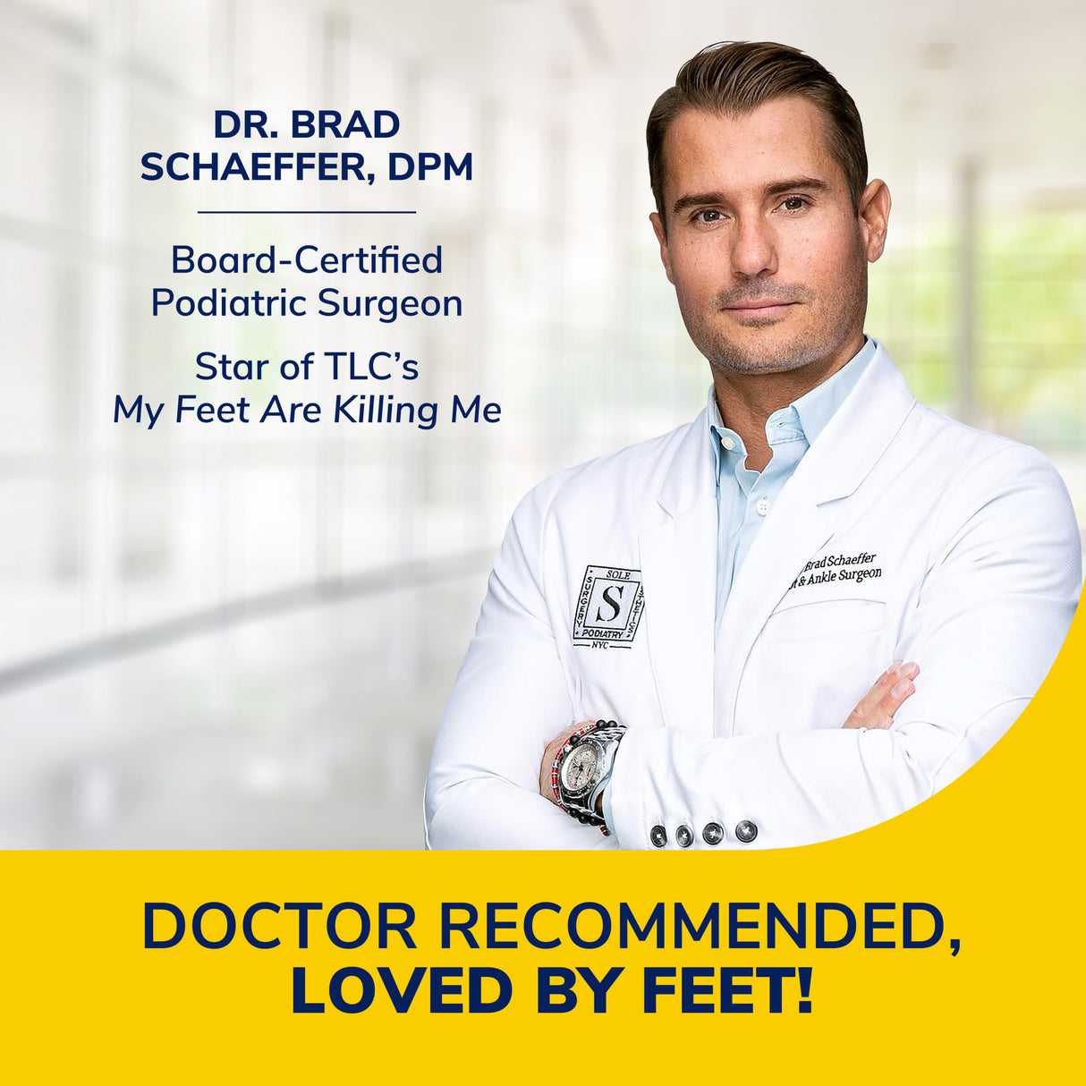 image of doctor recommended loved by feet