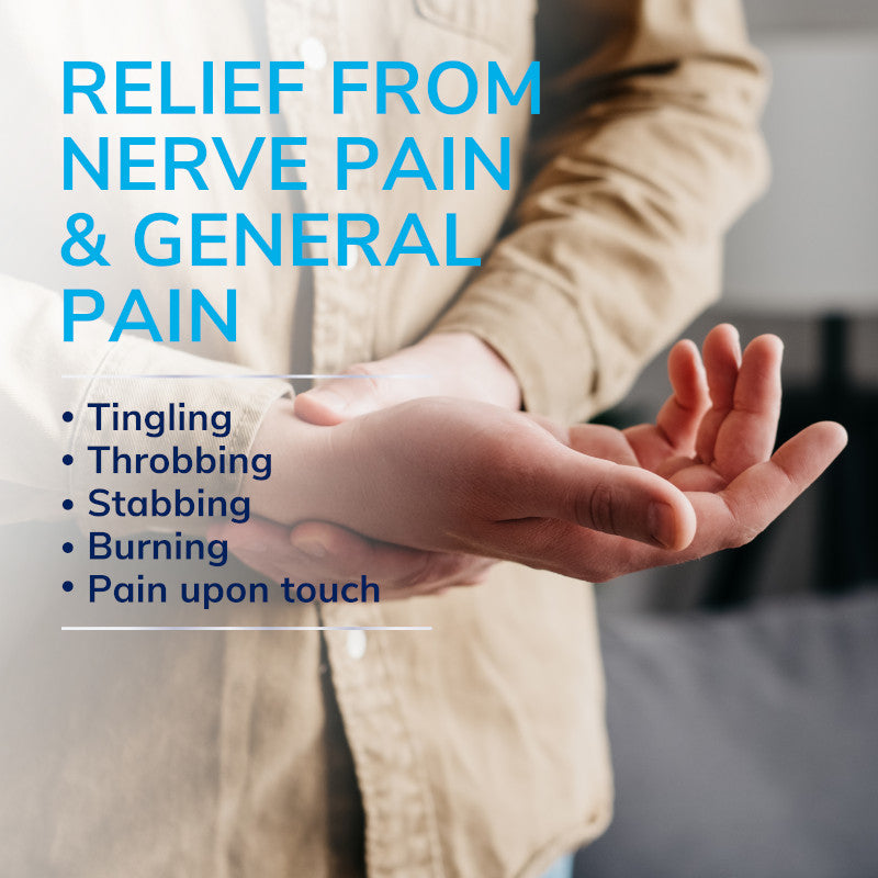 Hydrogel pain relief patches for nerve pain, shown on hands with soothing coverage