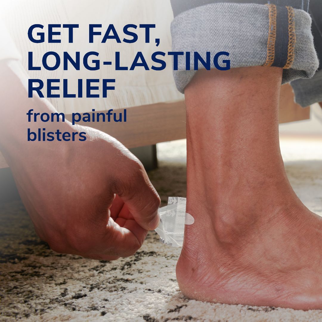 Hydrogel blister pain relief kit with long-lasting relief on a foot blister area