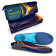 image of sized to fit plantar insoles in and out of package