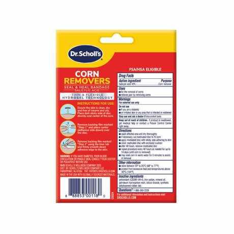 image of back of packaging of corn removers