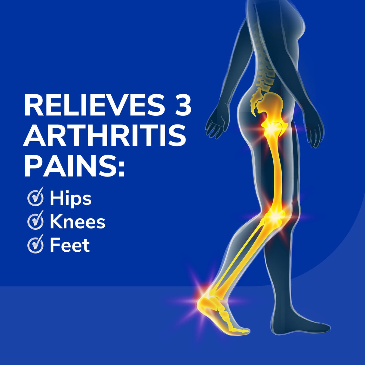 image of relieves arthritis pain in hips, knees and feet
