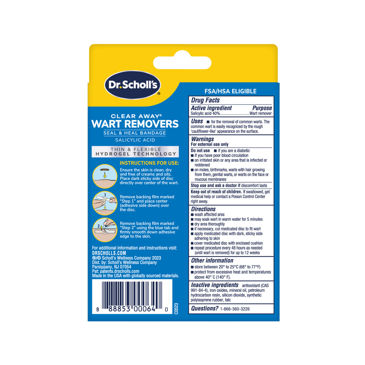 image of clear away wart removers back of packaging