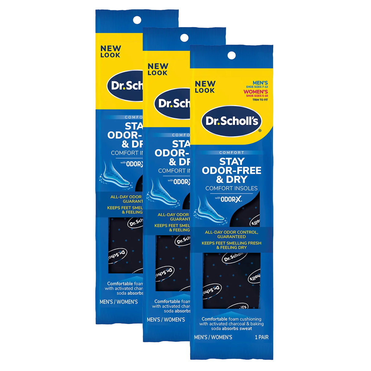 Stay Odor-Free & Dry Comfort Insoles with Odor-X® (3 Pack)