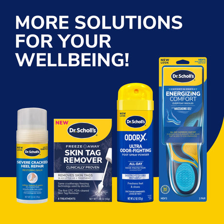 Dr. Scholl's assortment products lineup, including Odor-X and Clear Away wart removal