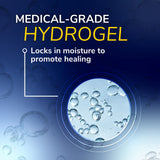 Hydrogel bandage moisture-lock design with water droplets