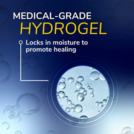 Hydrogel bandage moisture-lock design with water droplets