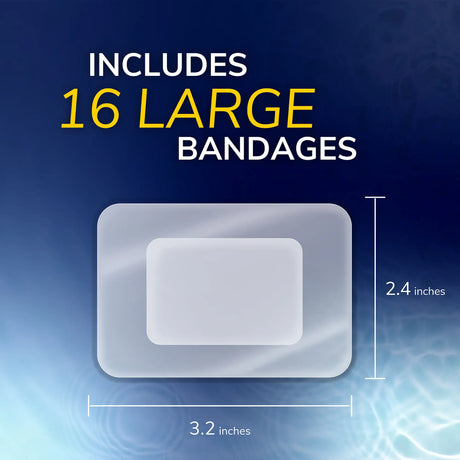 Large bandage size 3.2 in by 2.4 in