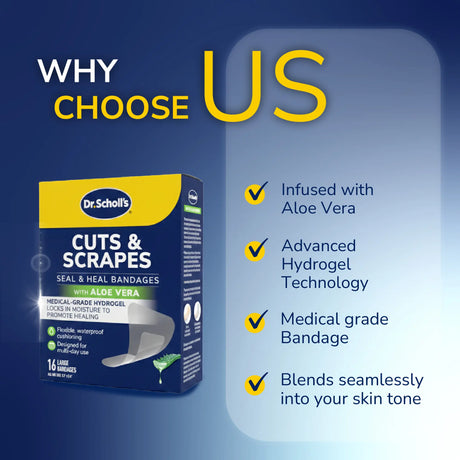 Dr. Scholl’s Cuts & Scrapes seal & heal bandages box