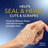 Flexible waterproof adhesive bandage pad held on arm for cuts and scrapes