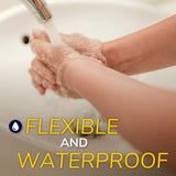 Water-splashed arm with flexible waterproof bandage for cuts and scrapes