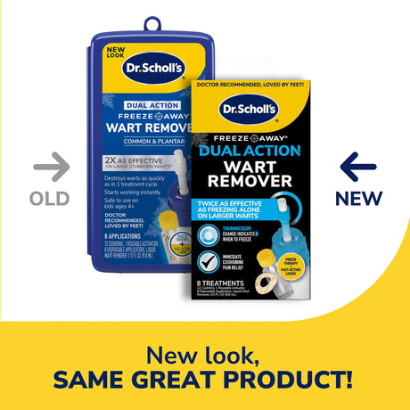 Dual Action Freeze Away wart remover boxes, two package views in one set