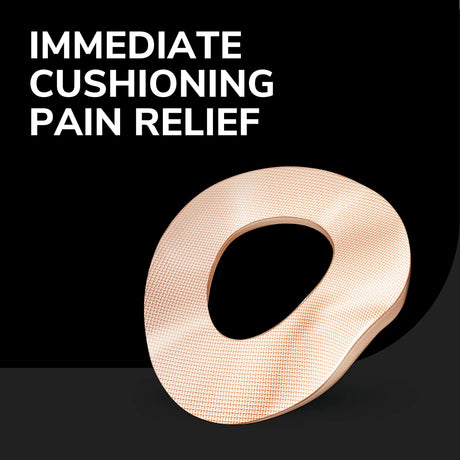Wart remover cushioning pain-relief pad shaped like an oval toe bandage