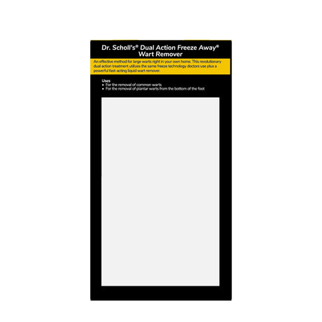 Dual Action Freeze Away wart remover package back panel with product information area