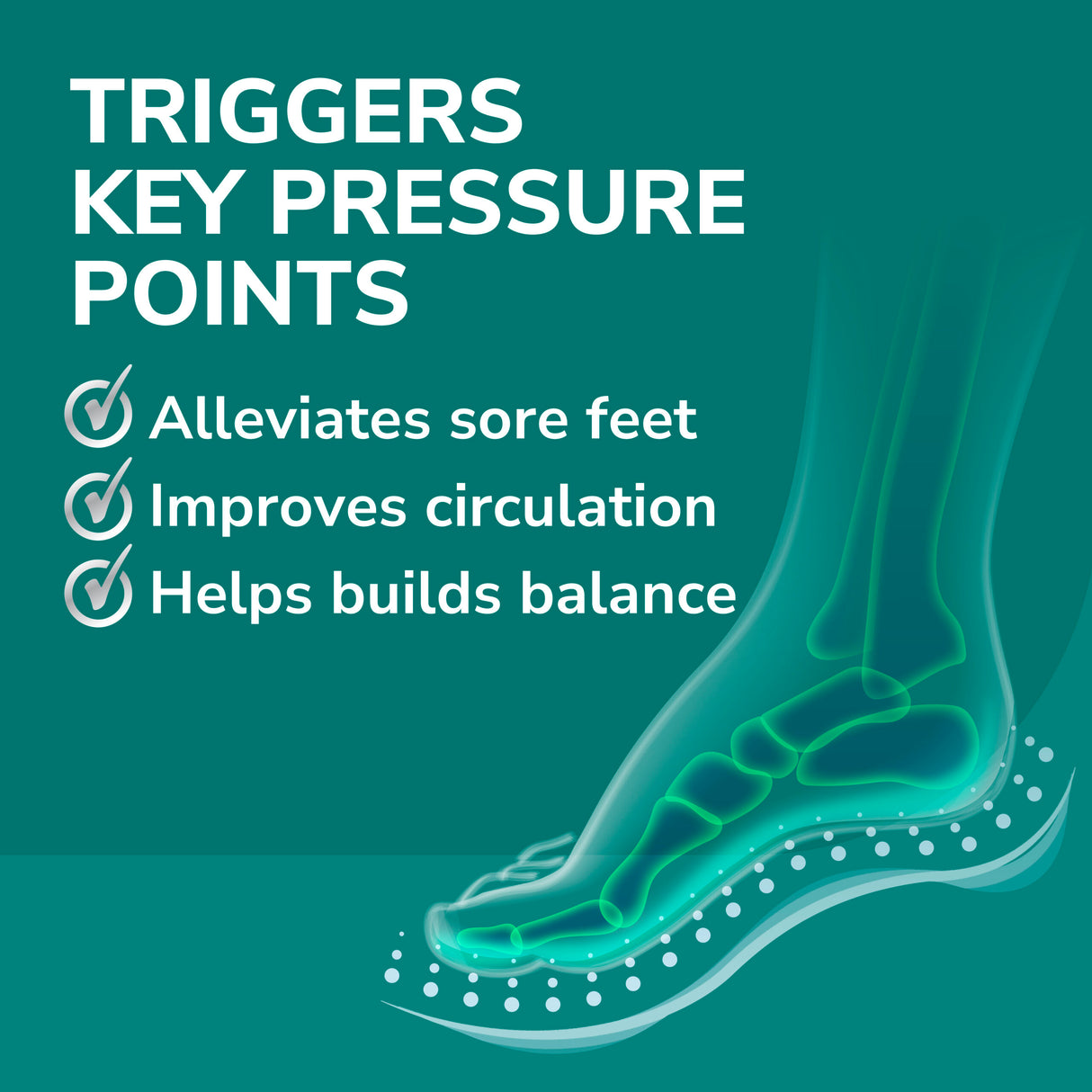 image of triggers key pressure points alleviates sore feet improves circulation and helps build balance