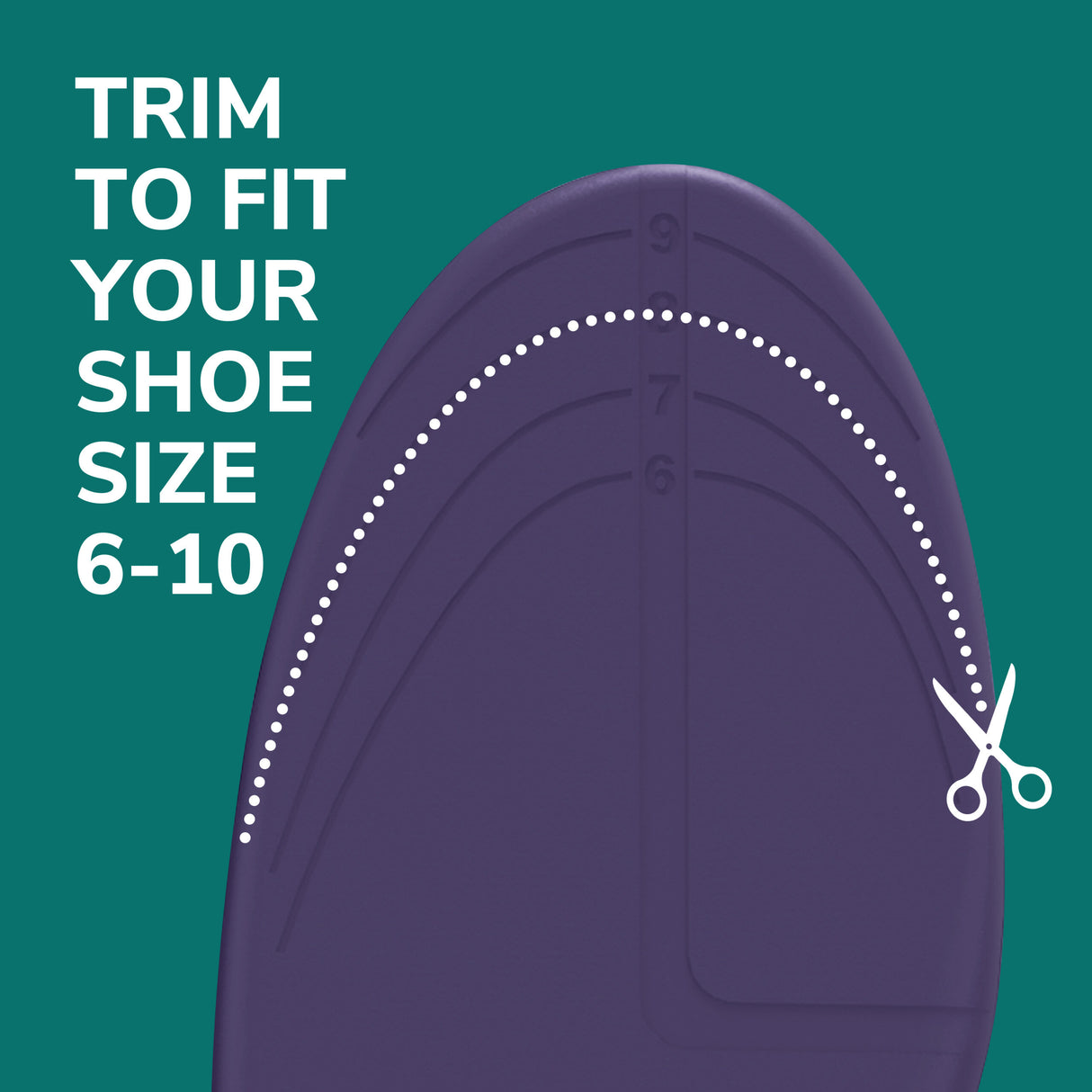 image of trimmed to fit shoe size 6-10