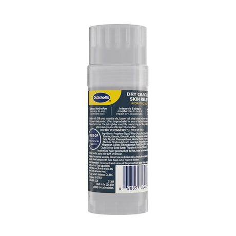 Hydrating balm stick with clear cap, back label showing ingredient and usage details