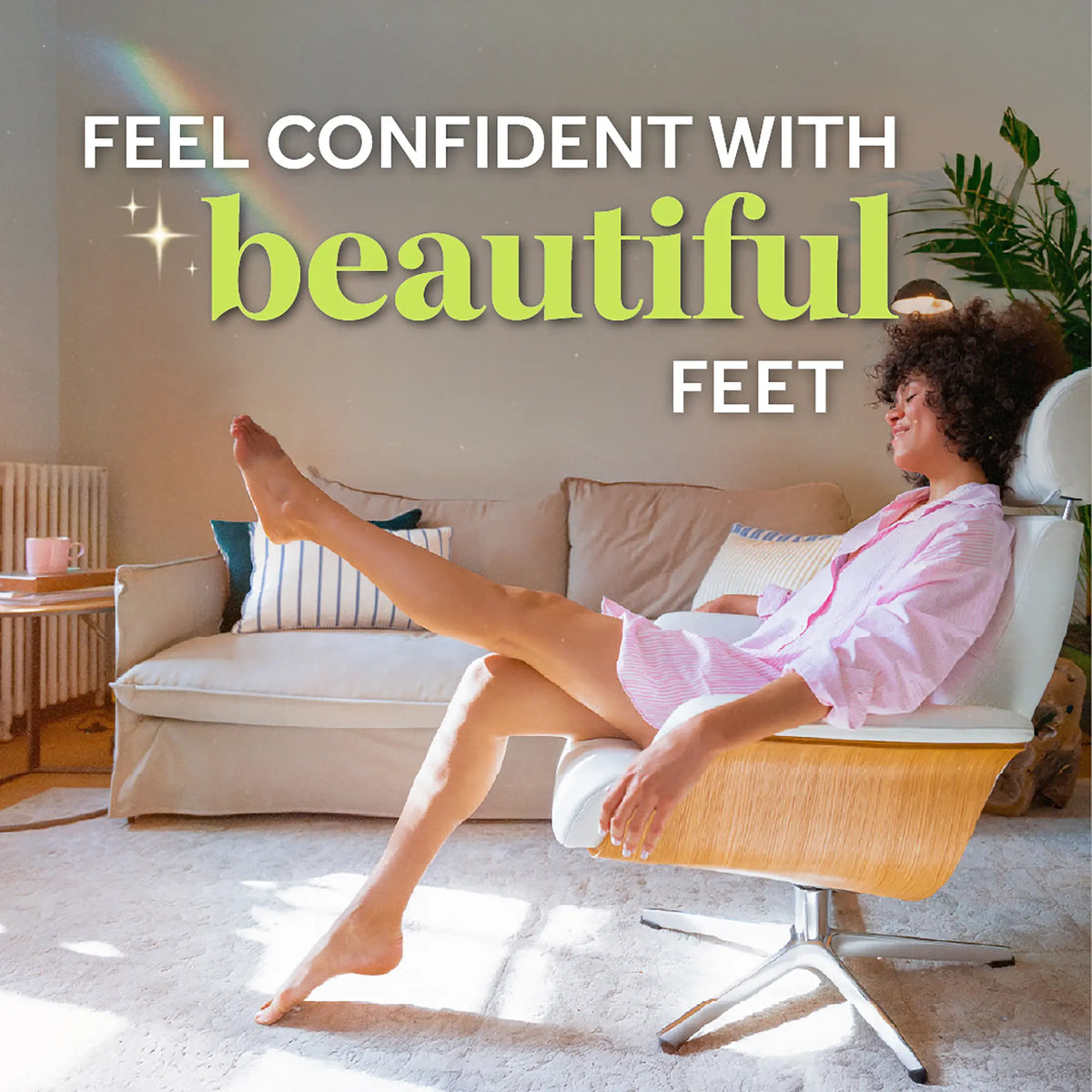 At-home 4-in-1 pedicure kit in use with feet soaking on a chair