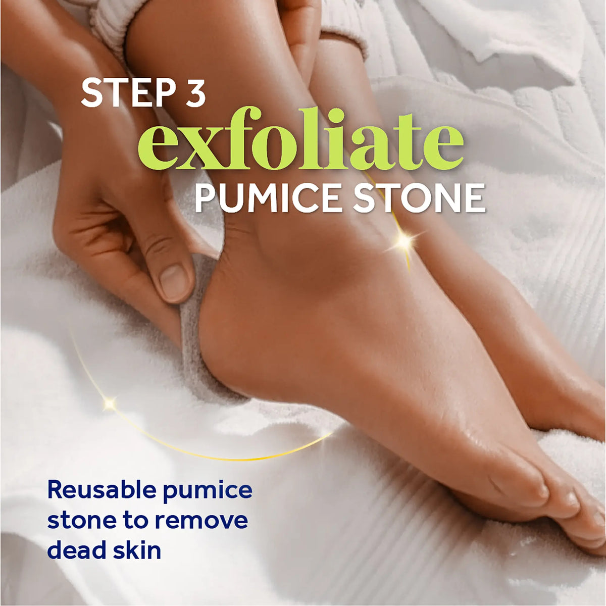 Pumice stone exfoliating feet for pedicure step 3