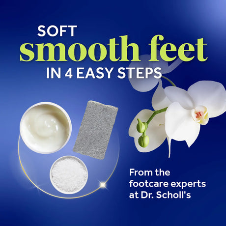 At-home 4-in-1 pedicure kit with foot soak, sole mask, pumice stone, foot cream