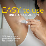 Hand using pin-point skin tag remover on upper arm skin for precise treatment.