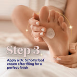 Step 3 applying Dr Scholls foot cream to the sole of a foot after using NanoTech Roller Replacement Heads