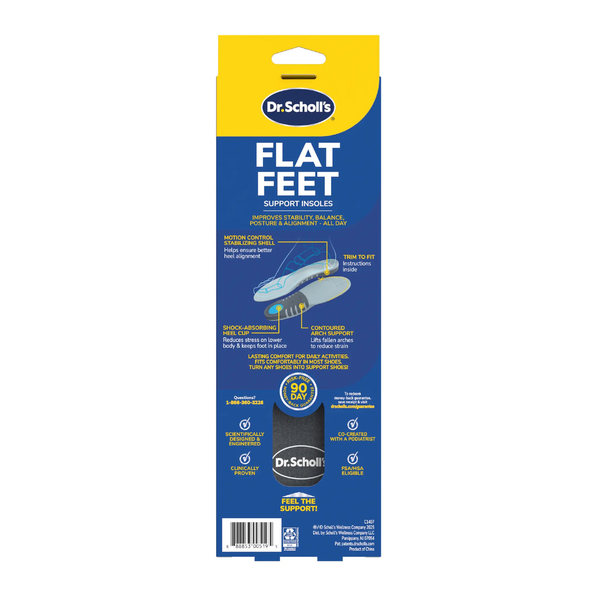 Dr. Scholl’s Flat Feet support insoles retail box