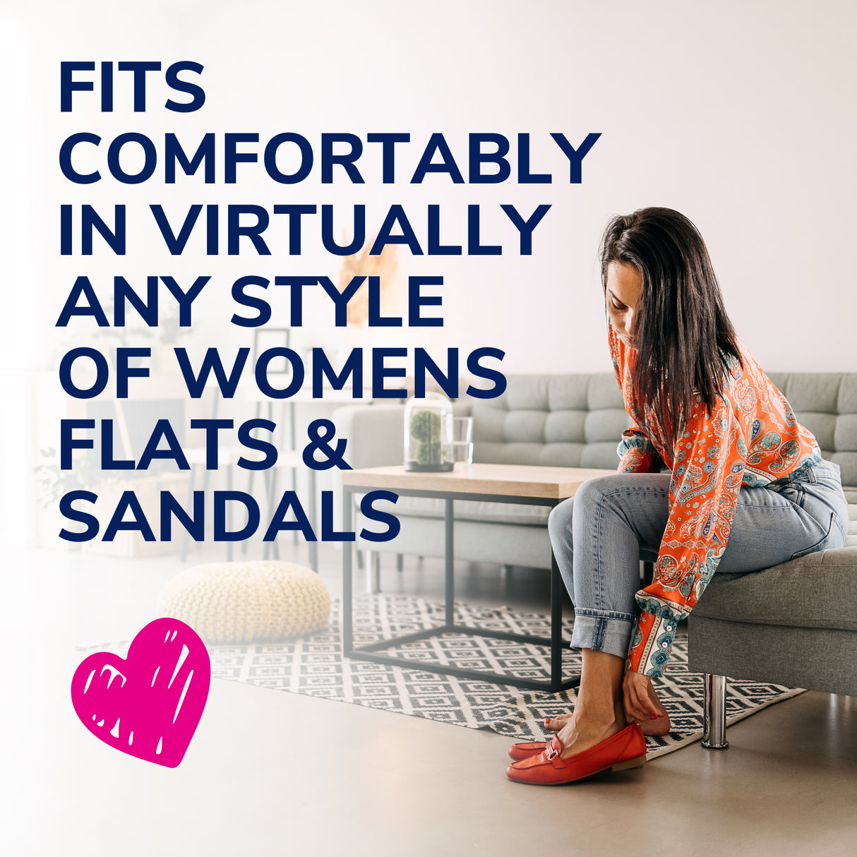image of fits comfortably in virtually any style of womens flats and sandals