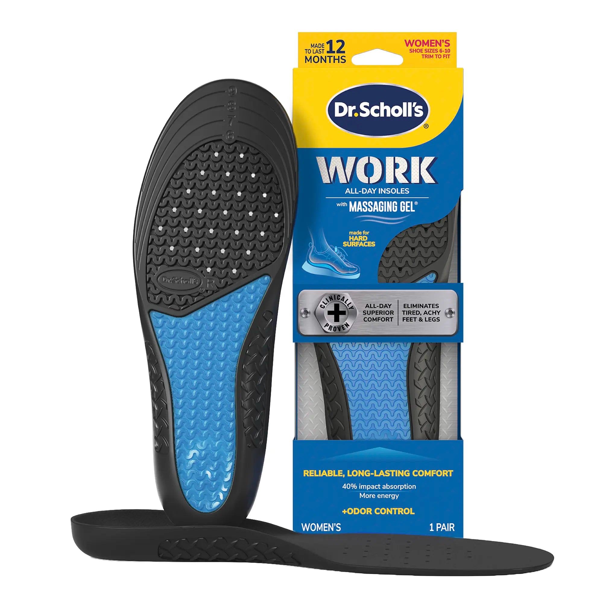 Work Insoles with Massaging Gel® Women's 6-10