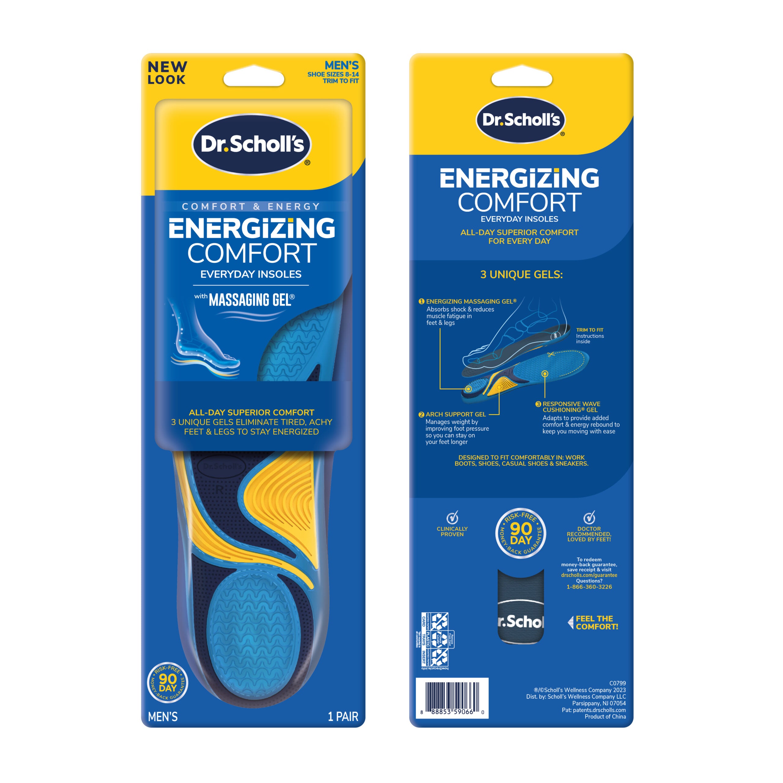Dr. Scholl's Calzini Casuali Uomo Con Imbottitura E Tecnologia Antiodore (Confezione Da 2 Paia) - Multicolore, Taglie Scarpe 7-12