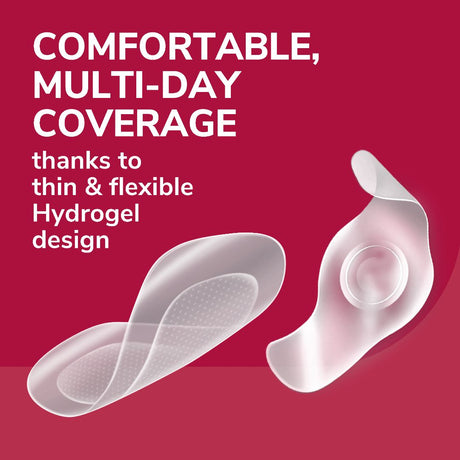 Thin, flexible clear hydrogel blister cushions for comfortable multi-day coverage