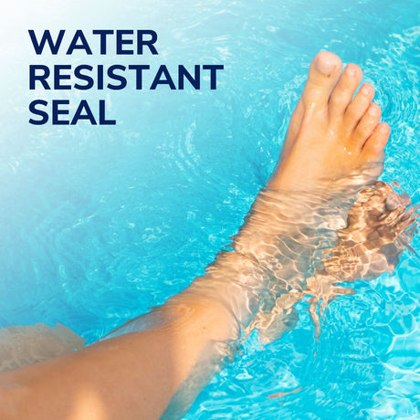Foot in water demonstrating a water-resistant seal for blister protection
