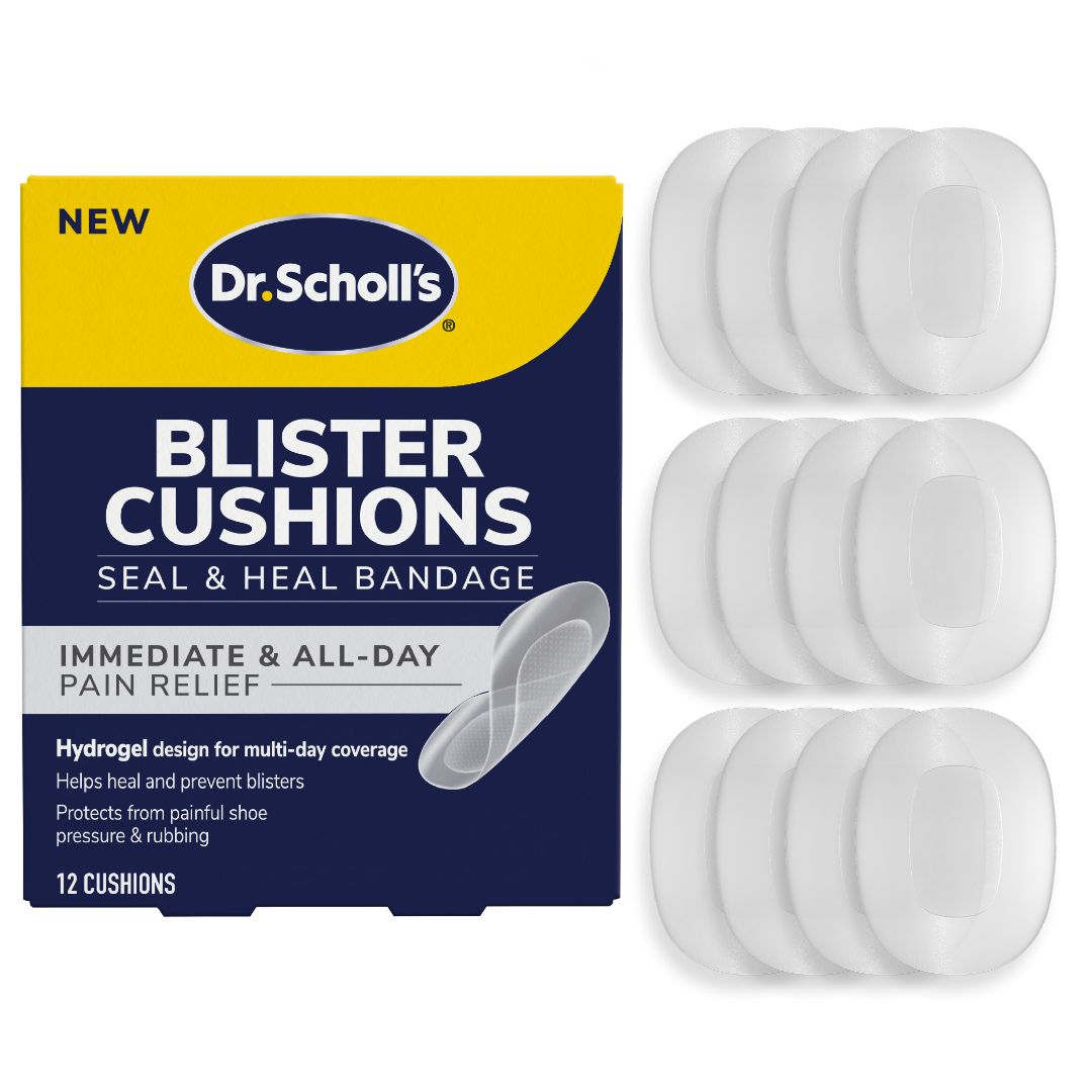 Dr. Scholl’s Blister Cushions box with multiple translucent cushion pads