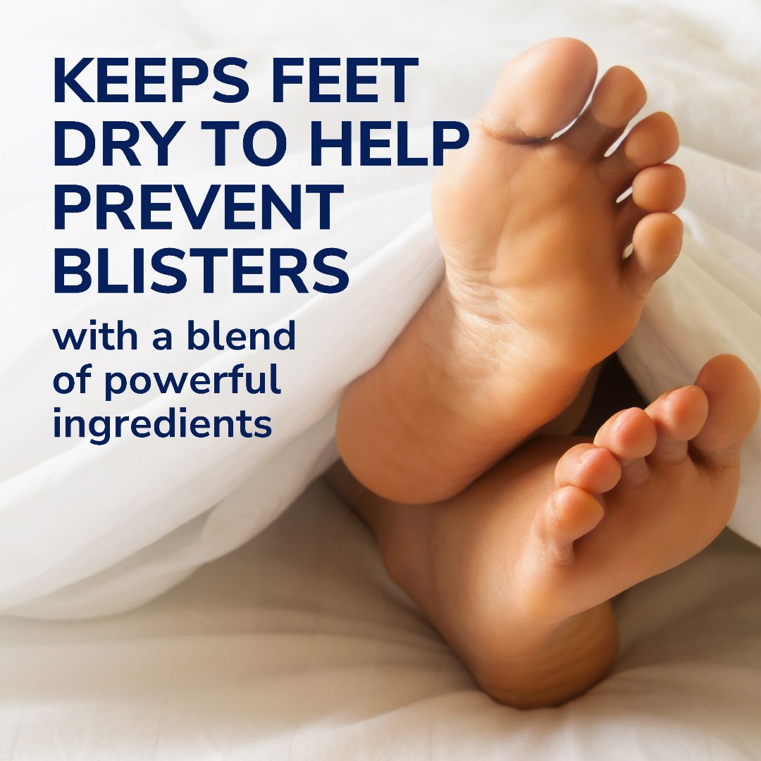 Odor-X® No Sweat dry spray with bare feet for blister prevention