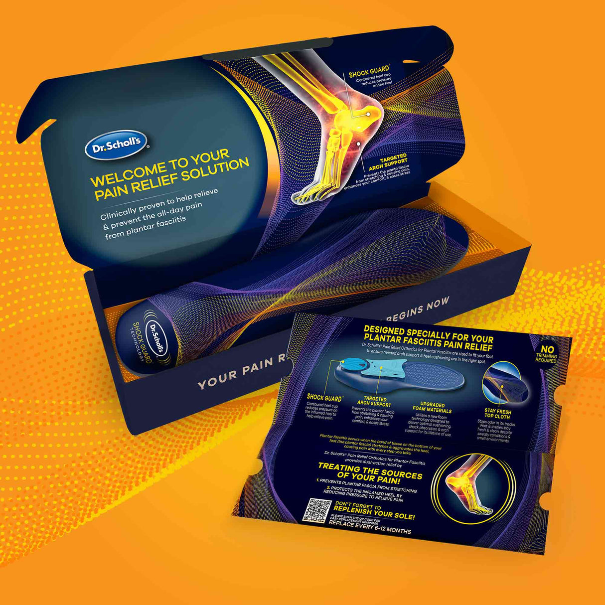 image of plantar fasciitis sized to fit insoles in box