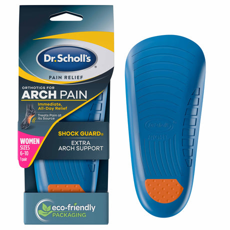 Image of Dr. Scholl's Pain Relief, Arch Pain, Shock Guard, women in package and Out