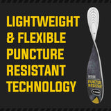 image of twisted insole with text: "Lightweight & Flexible Puncture Resistant Technology"