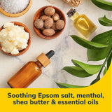 image of soothing epsom salt, menthol, shea butter & essential oils