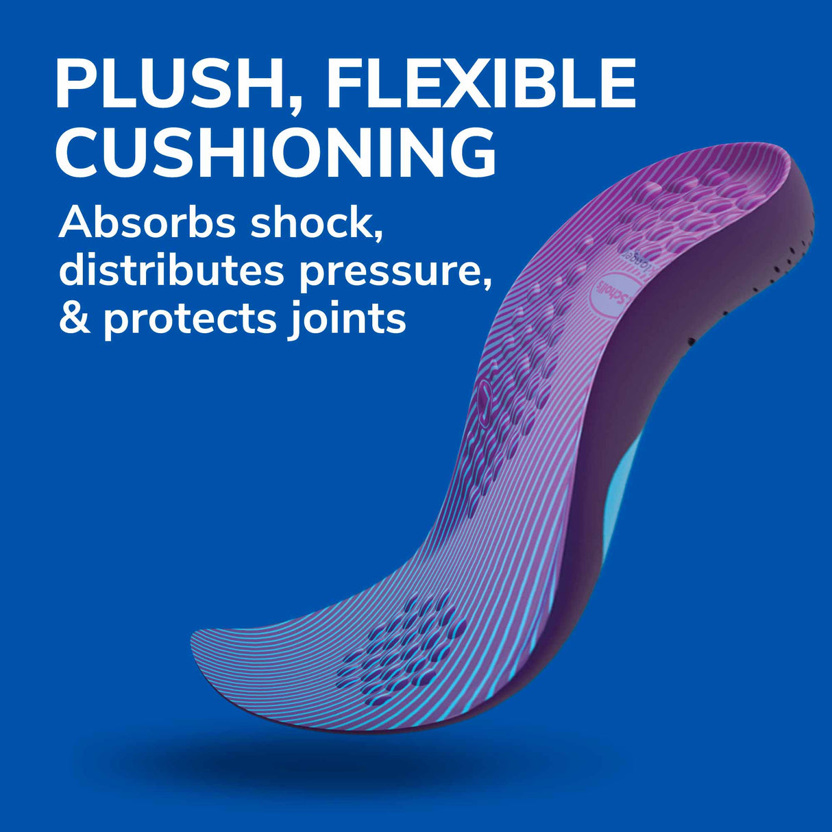 image of plus, flexible cushioning absorbs shock, distributes pressure, & protects joints