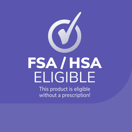 FS A/H S A eligible badge graphic for bunion cushions on purple background