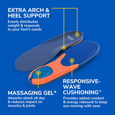 Extra Comfort All-Day Insoles with Massaging Gel® Men's