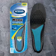 Dr. Scholl's Work insole packaging and a single insole on a gray background
