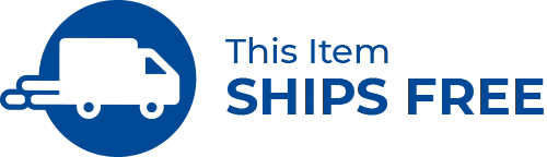 Icon of a delivery truck within a blue circle with text 'This Item SHIPS FREE' on a white background.