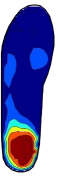 Colorful shoe sole with gradient from blue to red