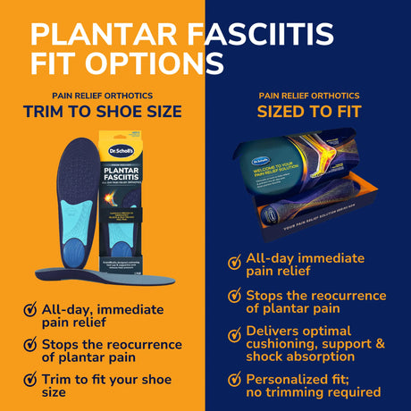Plantar Fasciitis Pain Relief Sized to Fit Insoles
